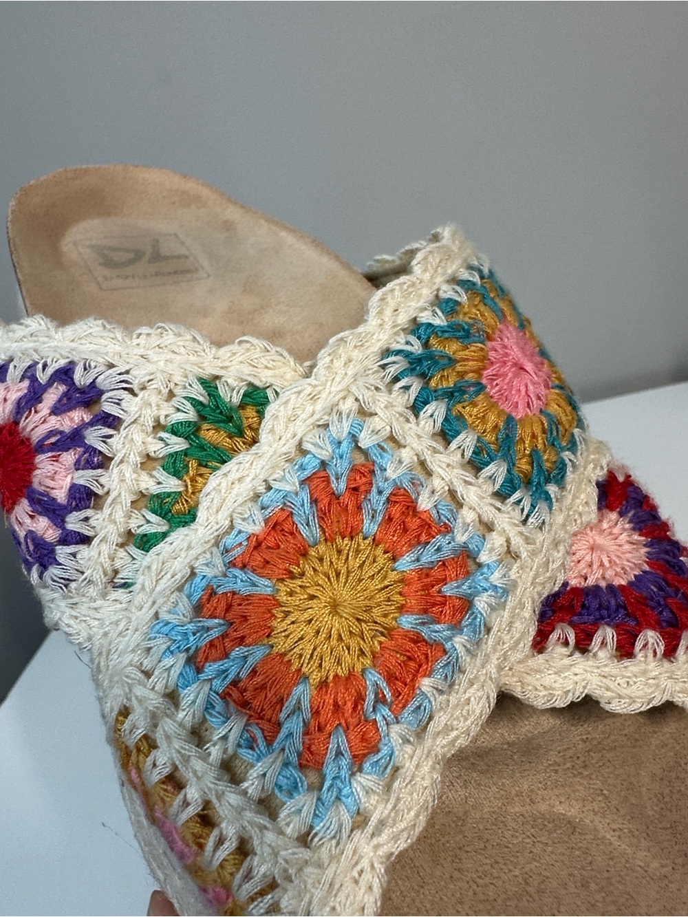 Dirty Laundry Plays Floral Crochet Platform Cork Platform Espadrilles Size 6 - Picture 14 of 14